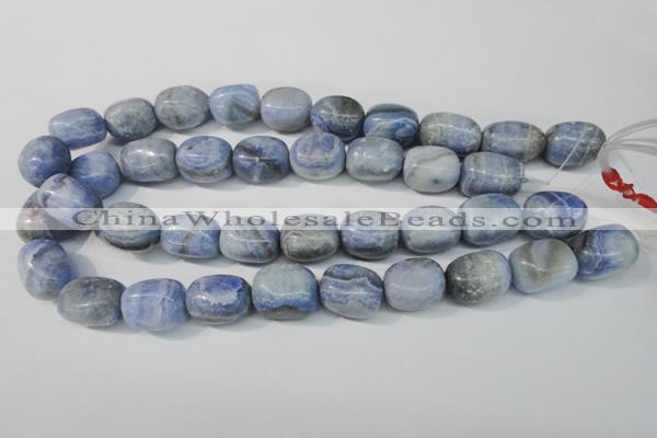 CAG4379 15.5 inches 15*20mm nuggets dyed blue lace agate beads