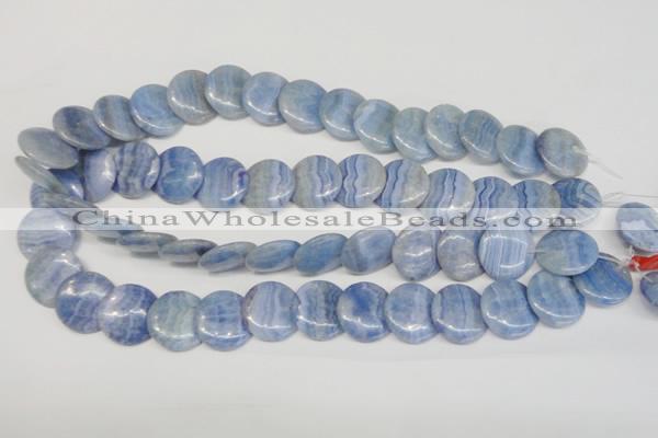 CAG4394 15.5 inches 20mm flat round dyed blue lace agate beads