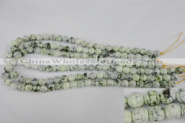 CAG4497 15.5 inches 8mm faceted round fire crackle agate beads