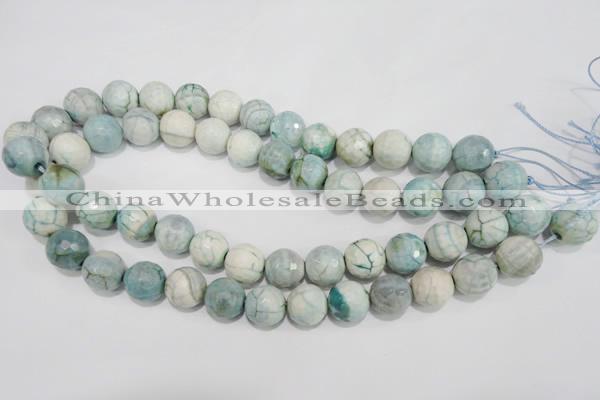 CAG4556 15.5 inches 14mm faceted round fire crackle agate beads