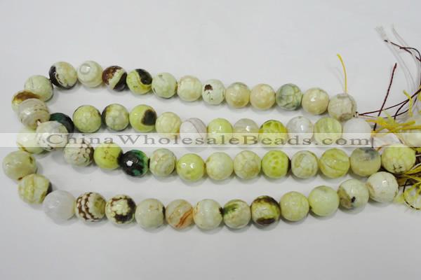 CAG4559 15.5 inches 14mm faceted round fire crackle agate beads