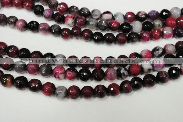 CAG4651 15.5 inches 8mm faceted round fire crackle agate beads