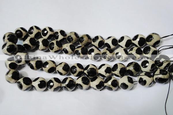 CAG4684 15.5 inches 16mm faceted round tibetan agate beads wholesale