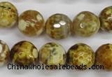 CAG4865 15 inches 14mm faceted round dragon veins agate beads