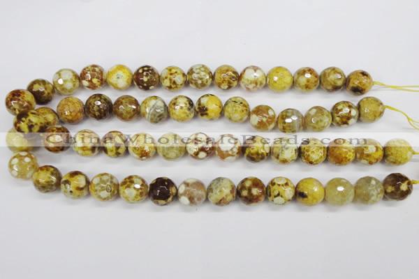 CAG4865 15 inches 14mm faceted round dragon veins agate beads