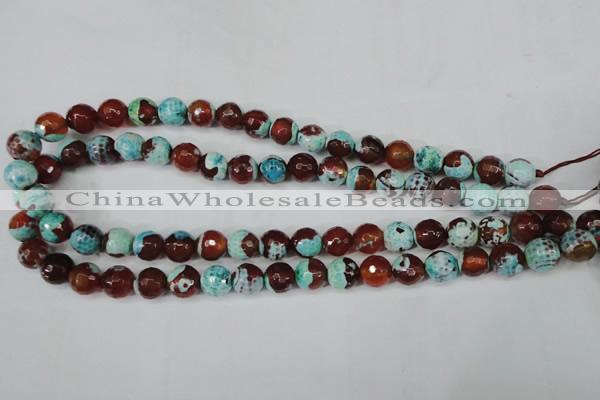 CAG5215 15 inches 10mm faceted round fire crackle agate beads