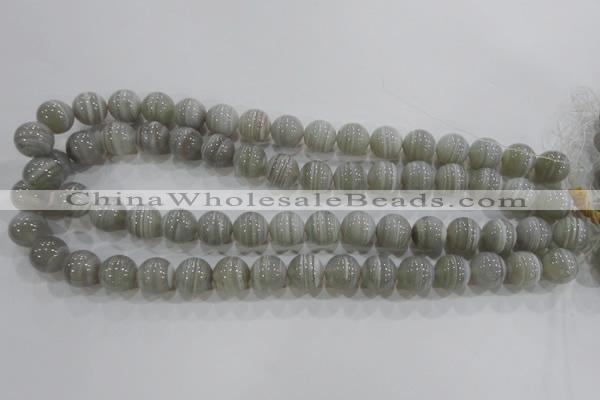 CAG5323 15.5 inches 12mm round grey line agate beads wholesale