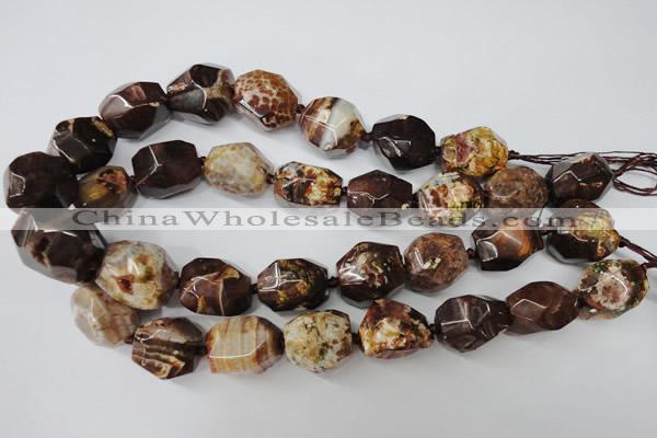 CAG5518 15.5 inches 20*22mm faceted nuggets agate gemstone beads