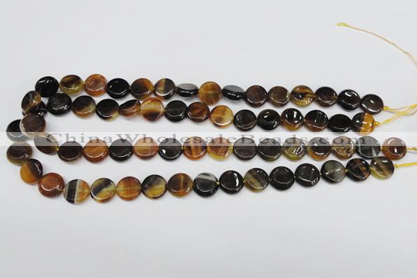 CAG5626 15 inches 12mm flat round dragon veins agate beads