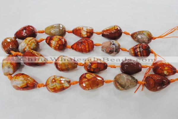 CAG5749 15 inches 18*25mm faceted teardrop fire crackle agate beads