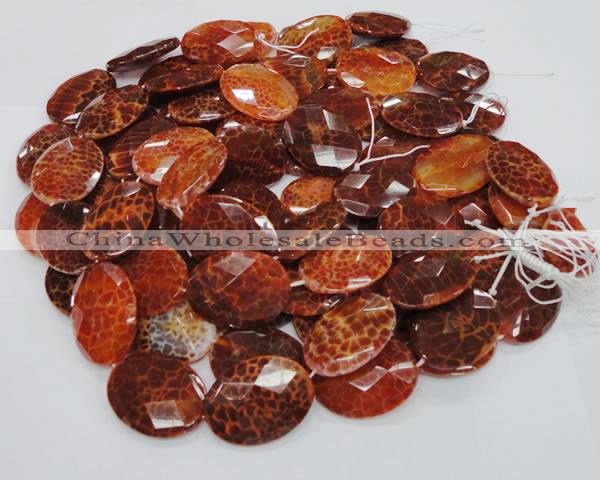 CAG579 15.5 inches 40*50mm faceted oval natural fire agate beads