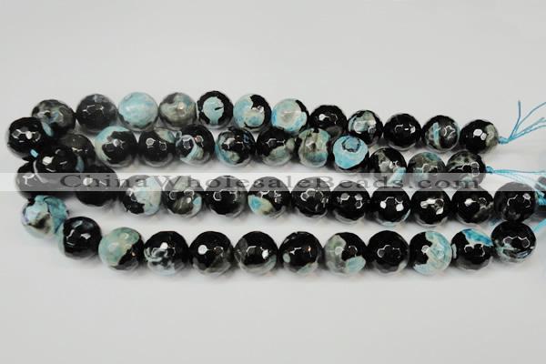 CAG5865 15 inches 16mm faceted round fire crackle agate beads