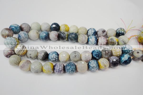 CAG5873 15 inches 16mm faceted round fire crackle agate beads