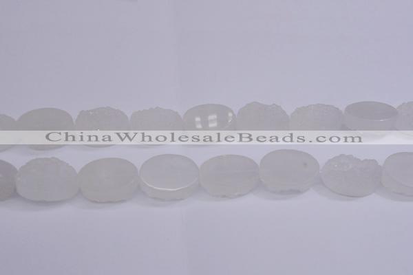 CAG5981 15.5 inches 18*25mm oval white agate gemstone beads