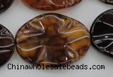 CAG6061 15.5 inches 22*30mm wavy oval dragon veins agate beads