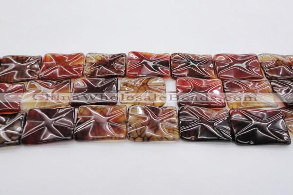 CAG6066 15.5 inches 22*30mm wavy rectangle dragon veins agate beads