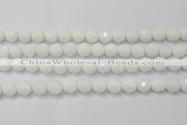 CAG6103 15.5 inches 10mm faceted round white agate gemstone beads