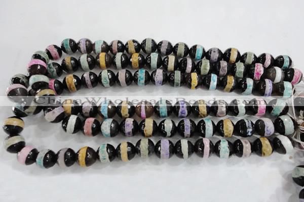 CAG6136 15 inches 10mm faceted round tibetan agate gemstone beads