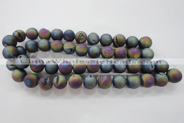 CAG6287 15 inches 18mm round plated druzy agate beads wholesale