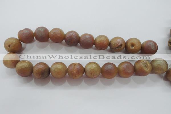 CAG6338 15 inches 20mm faceted round plated druzy agate beads