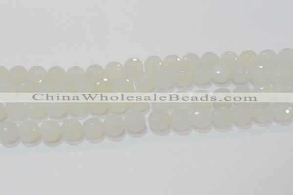 CAG6515 15.5 inches 14mm faceted round Brazilian white agate beads