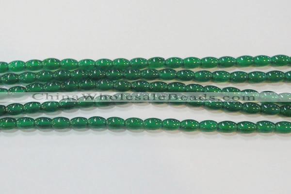 CAG6622 15.5 inches 6*9mm rice green agate gemstone beads