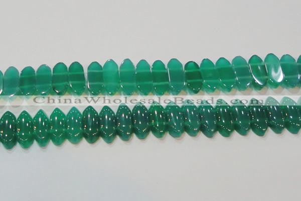 CAG6640 15.5 inches 8*20mm marquise double drilled green agate beads