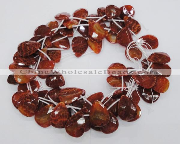 CAG680 15.5 inches 22*30mm faceted teardrop natural fire agate beads