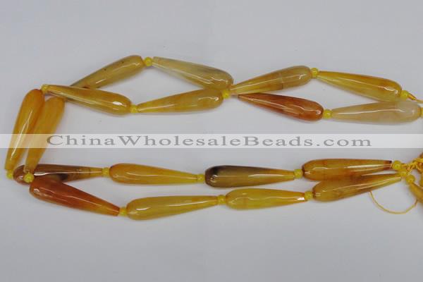 CAG6900 15.5 inches 10*40mm faceted teardrop line agate beads