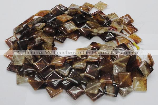 CAG691 15.5 inches 20*20mm rhombic dragon veins agate beads