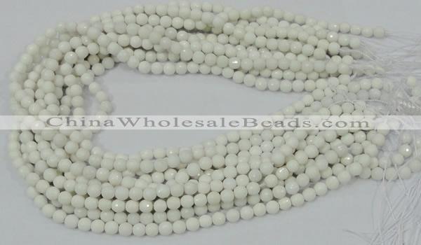 CAG710 15.5 inches 6mm faceted round white agate gemstone beads