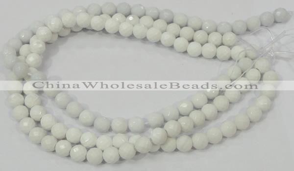 CAG712 15.5 inches 10mm faceted round white agate gemstone beads