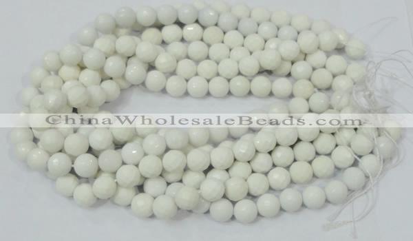 CAG713 15.5 inches 12mm faceted round white agate gemstone beads