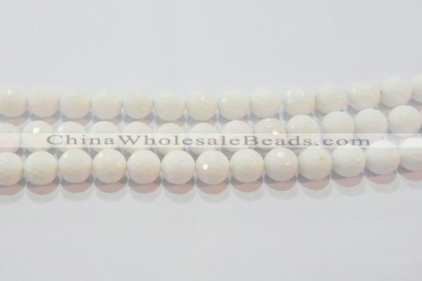 CAG7186 15.5 inches 16mm faceted round white agate gemstone beads