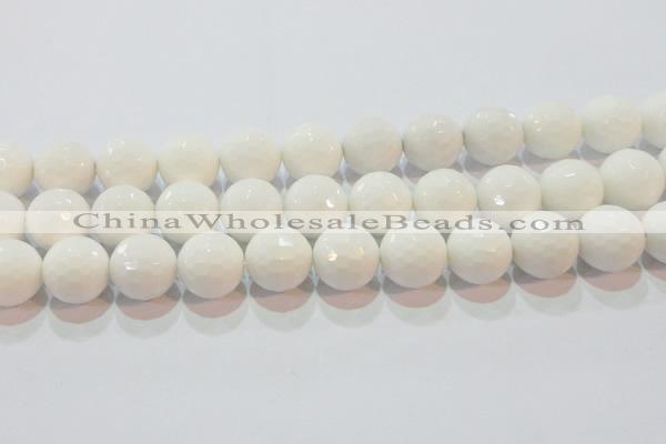 CAG7188 15.5 inches 20mm faceted round white agate gemstone beads