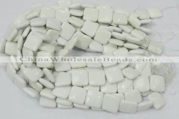 CAG726 15.5 inches 20*20mm square white agate gemstone beads