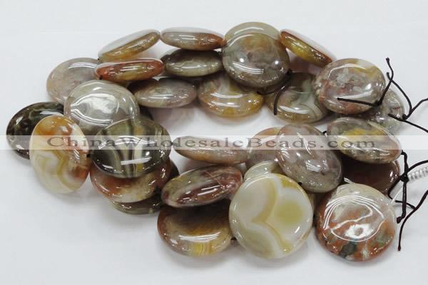 CAG781 15.5 inches 40mm flat round yellow agate gemstone beads