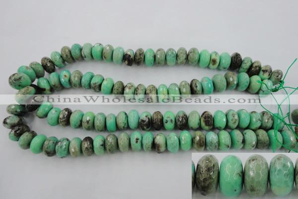 CAG7888 15.5 inches 10*14mm faceted rondelle grass agate beads