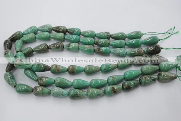 CAG7898 15.5 inches 12*16mm teardrop grass agate beads wholesale