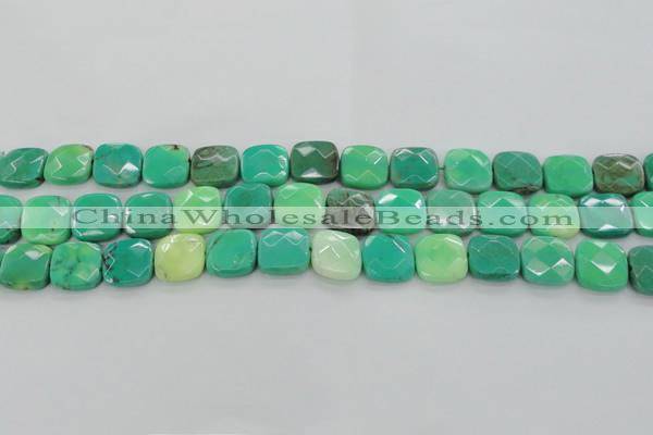 CAG7913 15.5 inches 15*15mm faceted square grass agate beads