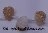 CAG8101 Top drilled 10*14mm teardrop champagne plated druzy agate beads