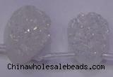 CAG8139 Top drilled 22*30mm teardrop white plated druzy agate beads