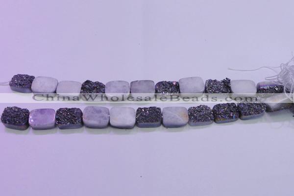 CAG8234 Top drilled 13*18mm rectangle rainbow plated druzy agate beads