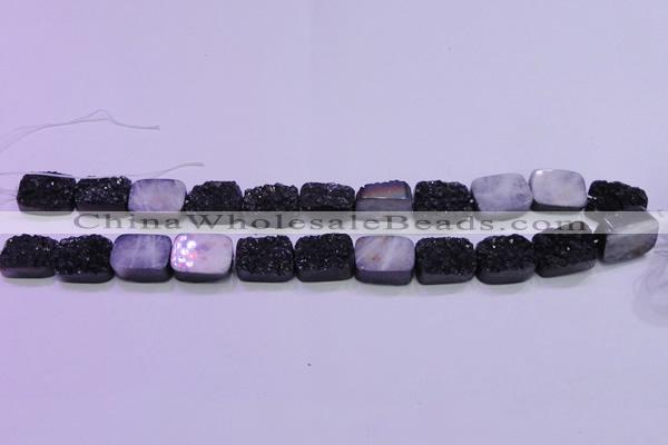 CAG8237 Top drilled 13*18mm rectangle black plated druzy agate beads