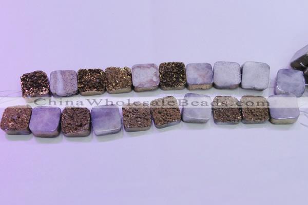 CAG8420 7.5 inches 10*10mm square gold plated druzy agate beads