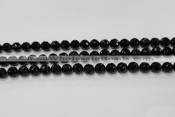 CAG8613 15.5 inches 12mm faceted round black agate gemstone beads