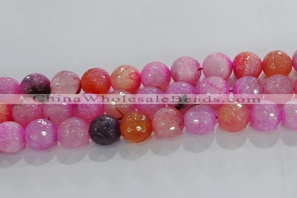 CAG8968 15.5 inches 16mm faceted round fire crackle agate beads