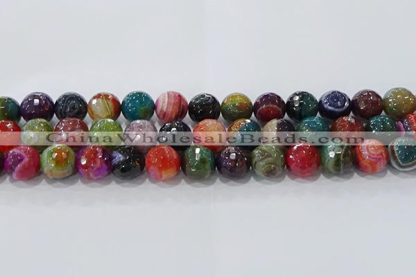 CAG9267 15.5 inches 14mm faceted round line agate beads wholesale