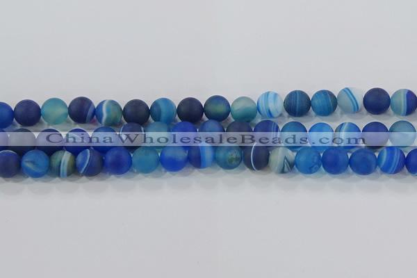 CAG9333 15.5 inches 10mm round matte line agate beads wholesale