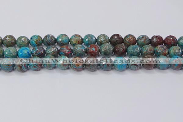 CAG9484 15.5 inches 12mm faceted round blue crazy lace agate beads